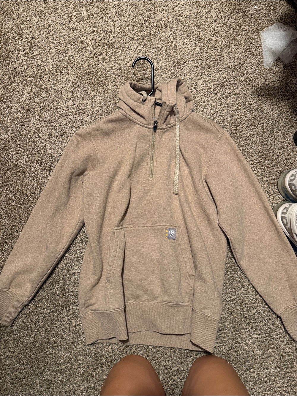 Ariat Women's Tan Half-Zip Hooded Sweater